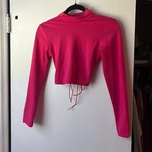 Hot pink Fleece lined cropped long sleeve